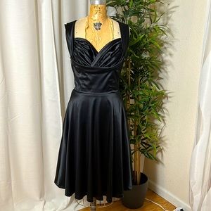 Lindy bop black satin Amelia swing dress- it even has pockets!